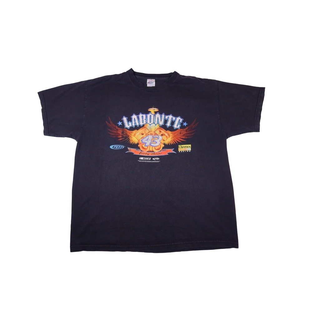 Vintage Bobby Labonte NASCAR T-Shirt Mens XL Black 43 Petty Cheerios Racing Tee
